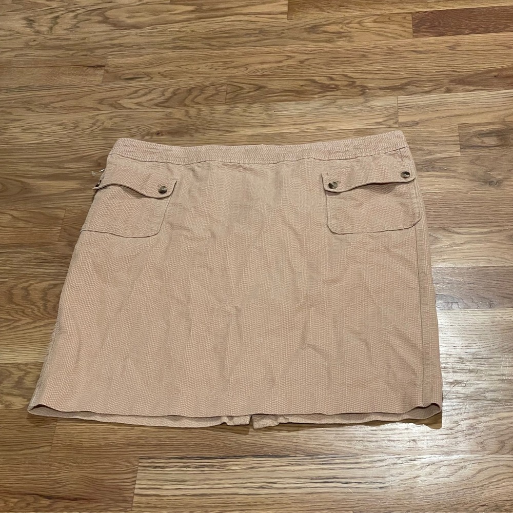 Isaac Mizrahi For Target Beige‎ Herringbone Utility Pocket Mini Skirt Size 18